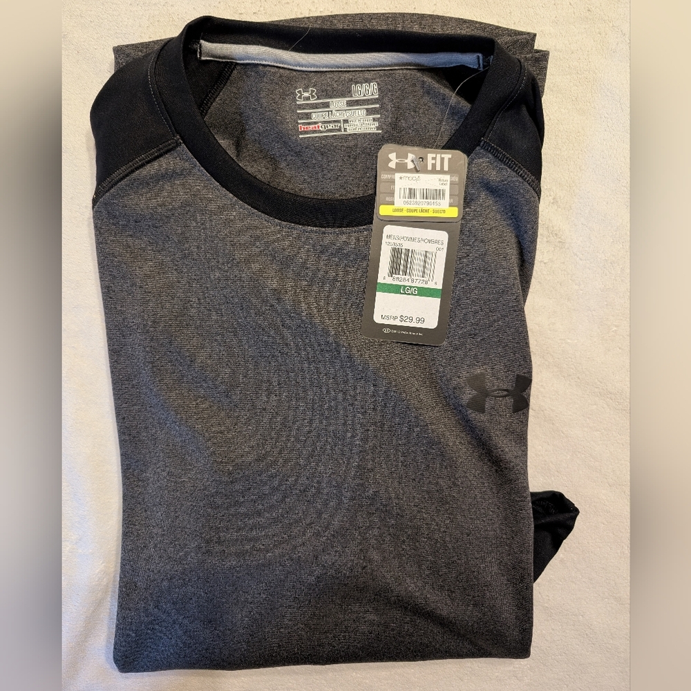Under Armour Gray and Black Athletic Shirt 3/4 Sleeve
